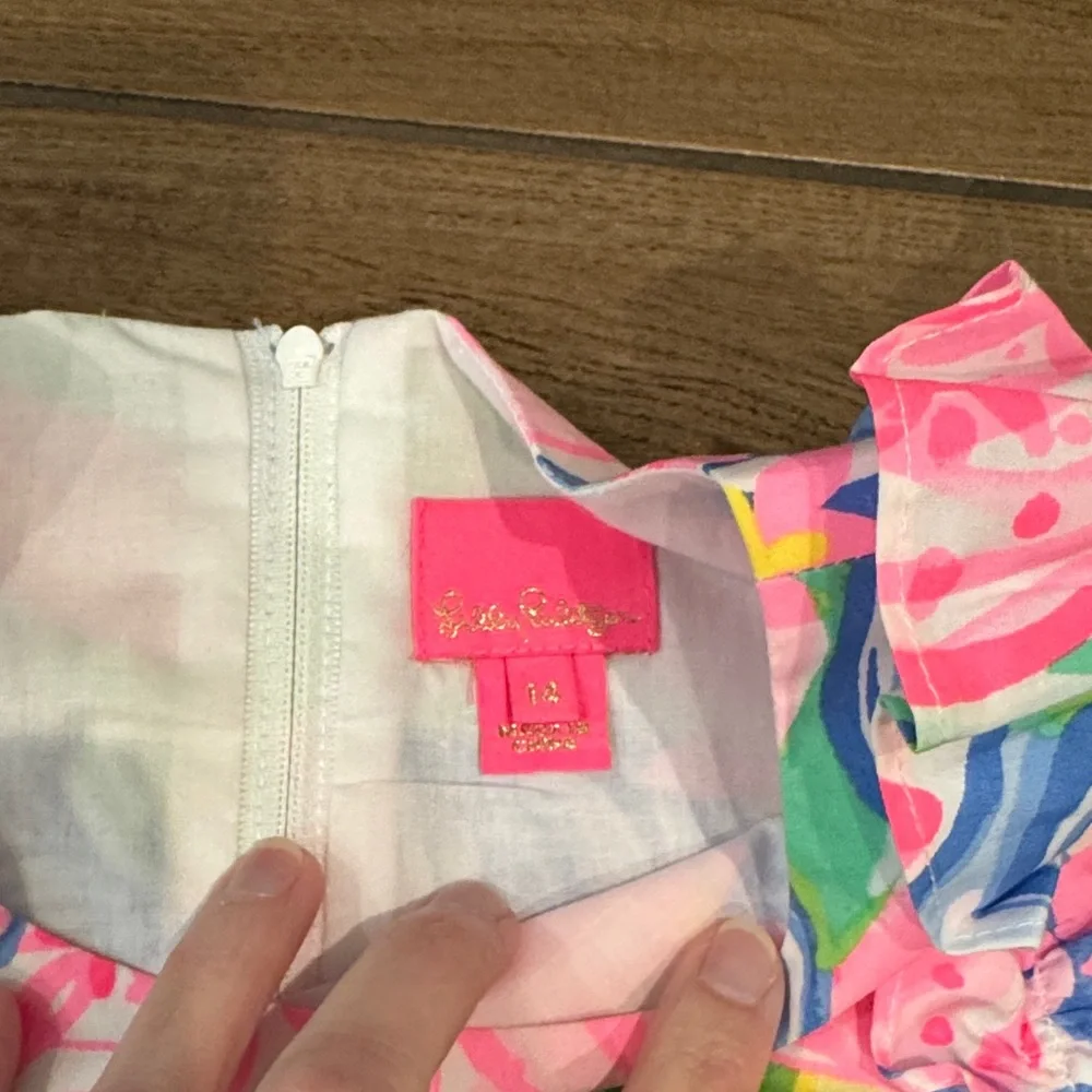 Lilly Pulitzer Vibrant Pink and Blue Kids shift Dress - Picture 2 of 6